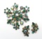 Vintage Green Spray Brooch and Earring Set