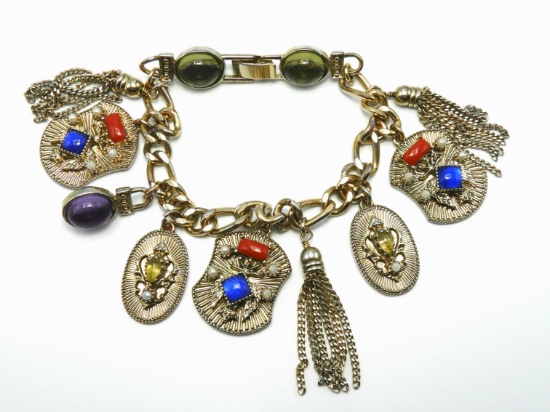 Vintage Gold Tone Charm Bracelet