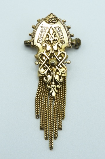 Vintage Victorian Revival Gold Tone Brooch