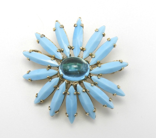 Small Vintage Blue Flower Pin/Pendant