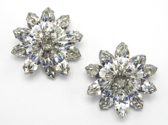 Pair of Weiss Crystal Rhinestone Pins