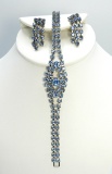Pale Blue Vintage Rhinestone Bracelet and Earring Set