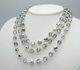 Vintage Silver AB Coated Crystal Bead Necklace