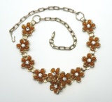 Vintage Book Chain Confetti Lucite Flower Necklace