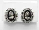 Vintage Whiting & Davis Cameo Earrings