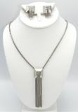 Vintage Silver Tone Chain Necklace and Earring Set