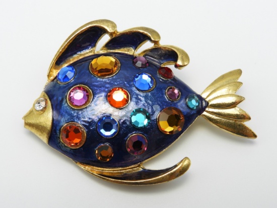 Vintage Don Lin Enameled Fish Brooch