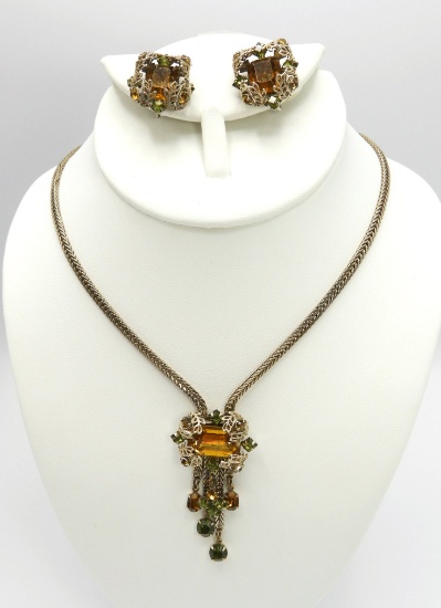 Vintage Lariat Necklace and Earring Set