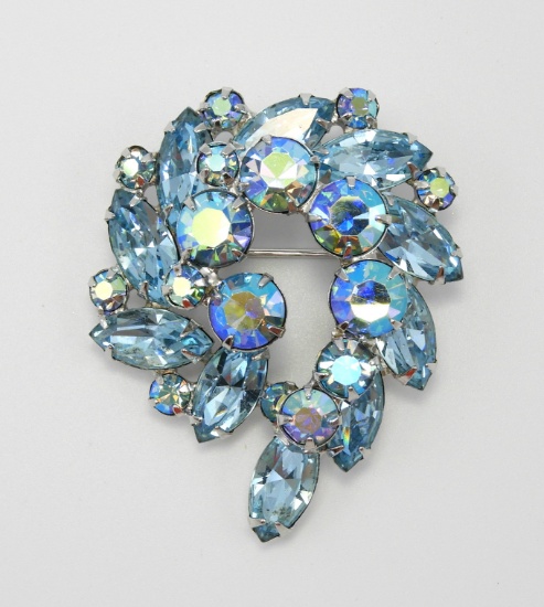 Vintage Weiss Aqua AB Brooch