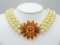 Vintage Marvella Pale Yellow Pearl Bead Necklace with Decorative Clasp