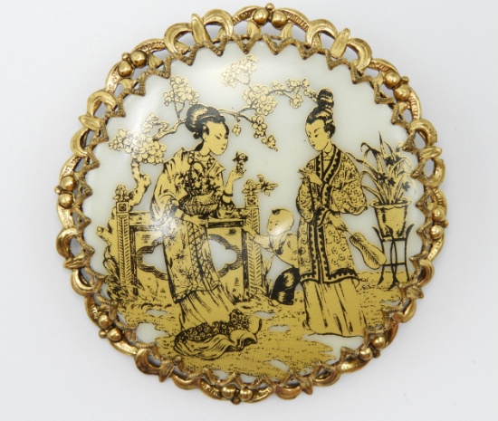 Vintage Asian Transfer Brooch