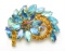 Stunning Turquoise and Gold AB Rhinestone Brooch
