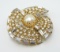 Vintage Crystal Rhinestone and Pearl Bead Pinwheel Brooch