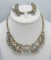 Vintage Gold Aurora Borealis Rhinestone Necklace and Earring Set