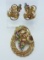Vintage Pastel Rhinestone Brooch and Earring Set