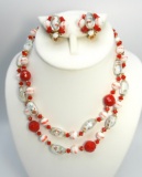 Vintage Murano Glass Bead Necklace and Earring Set