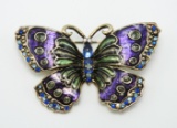 Pretty Enameled Butterfly Brooch