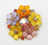 Colorful Lucite Flower Brooch