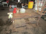 Steel table w/ & bench grinder.