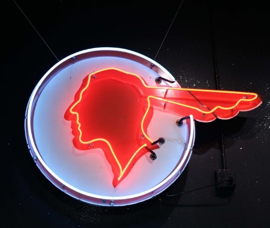 Neon Pontiac Indian Head Sign