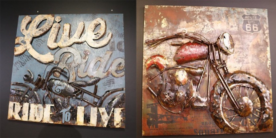 "Ride To Live" & 3-D Motorcycle Metal Sign
