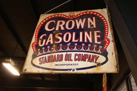 Crown Gasoline Double Sided Doorway Sign