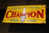Yellow Champion Spark Plugs Sign
