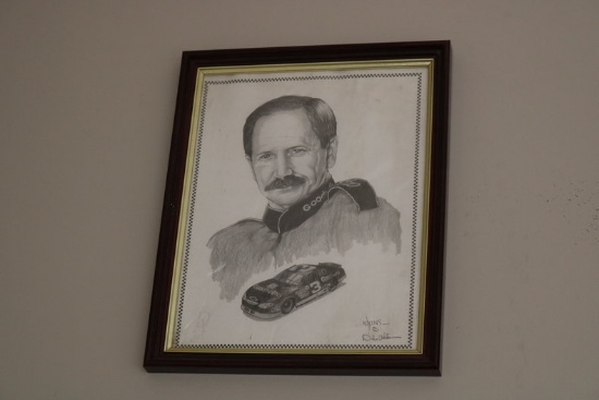 Framed Pencil Drawings of Dale SR. and Dale JR. (3)