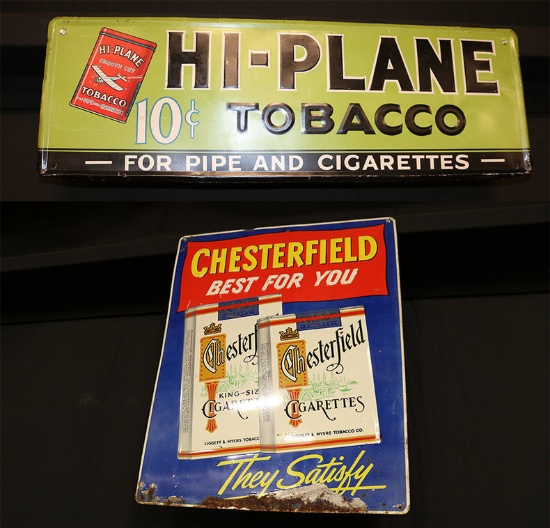 Hi-Plane Tobacco Sign & Chesterfield Cigarette Sign