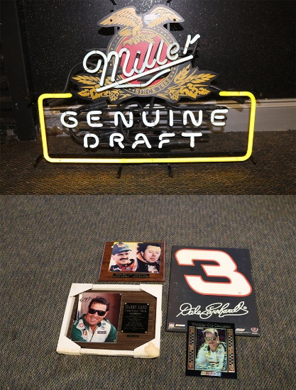 Nascar Sign Lot & Miller Neon Light