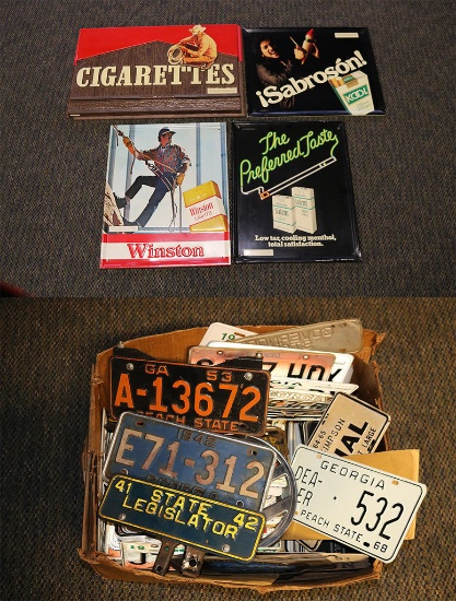 Miscellaneous License Plates & Cigarette Signs