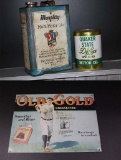 Old Gold Cigarettes Metal Sign & Oil Can Lot