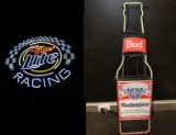 Budweiser Neon Sign & Miller Lite Racing Neon Sign