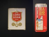 Lone Star Beer Sign & Chesterfield Cigarettes Thermometer