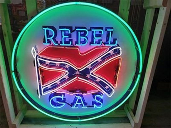 Rebel Gas Neon Sign - 48" with Flashers