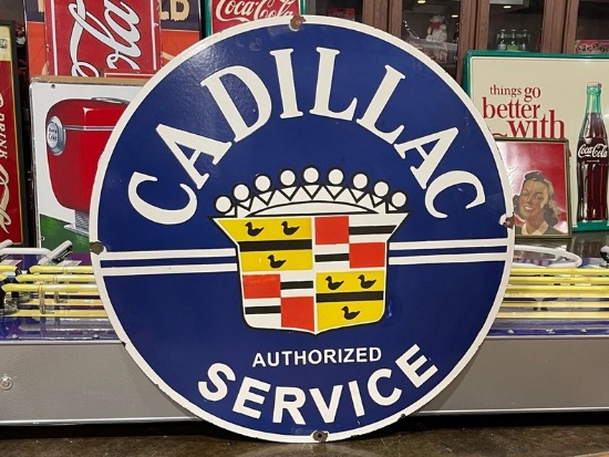 Porcelain Cadillac Service Dealership Sign
