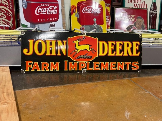 Porcelain John Deere Farm Implements Sign