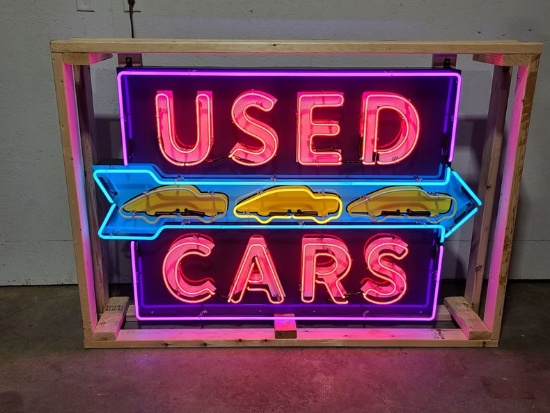 Used Cars Animated Tin Neon Sign