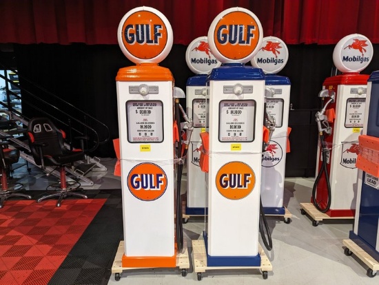 Set of 2 Gulf Gas Pumps