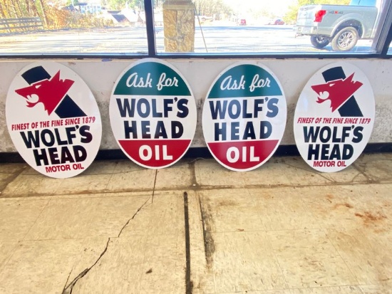 Set of Wolf's Head Oil Signs