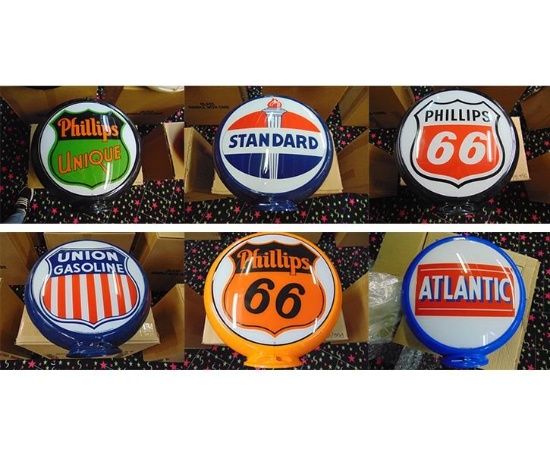 Set of 6 Gas Pump Globes - Phillips 66 & Others
