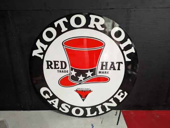 Red Hat Motor Oil Gasoline Sign