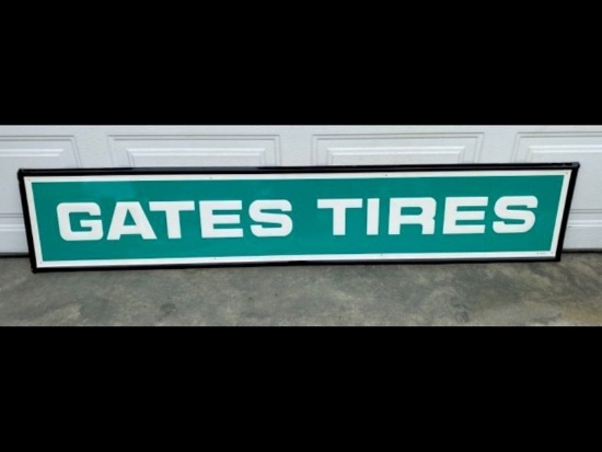 NOS Embossed Gates Tires Sign