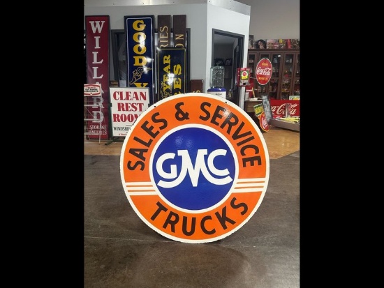 GMC Trucks Sales & Service Double Sided Porcelain