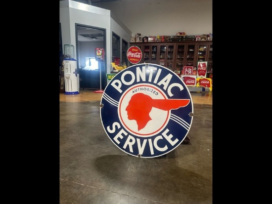 Pontiac Service Dealership Porcelain Sign
