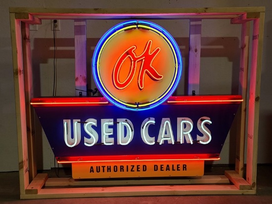 OK Used Cars Tin Neon Sign