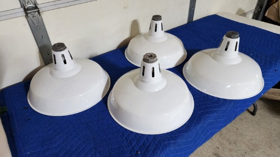 Porcelain Gas Station Lamp Shades (White)