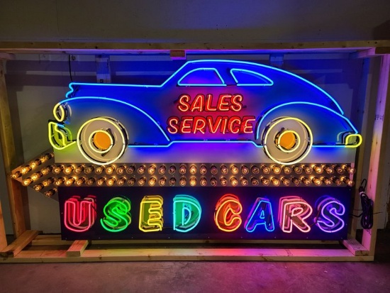 Used Cars Animated Tin Neon Sign