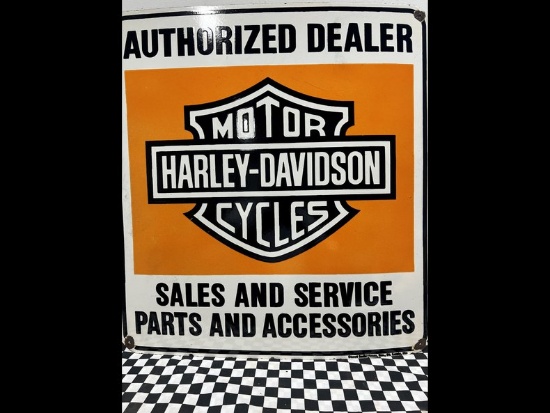Authorized Dealer Harley Davidson Porcelain Sign