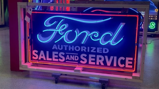 Ford Sales & Service Tin Neon Sign